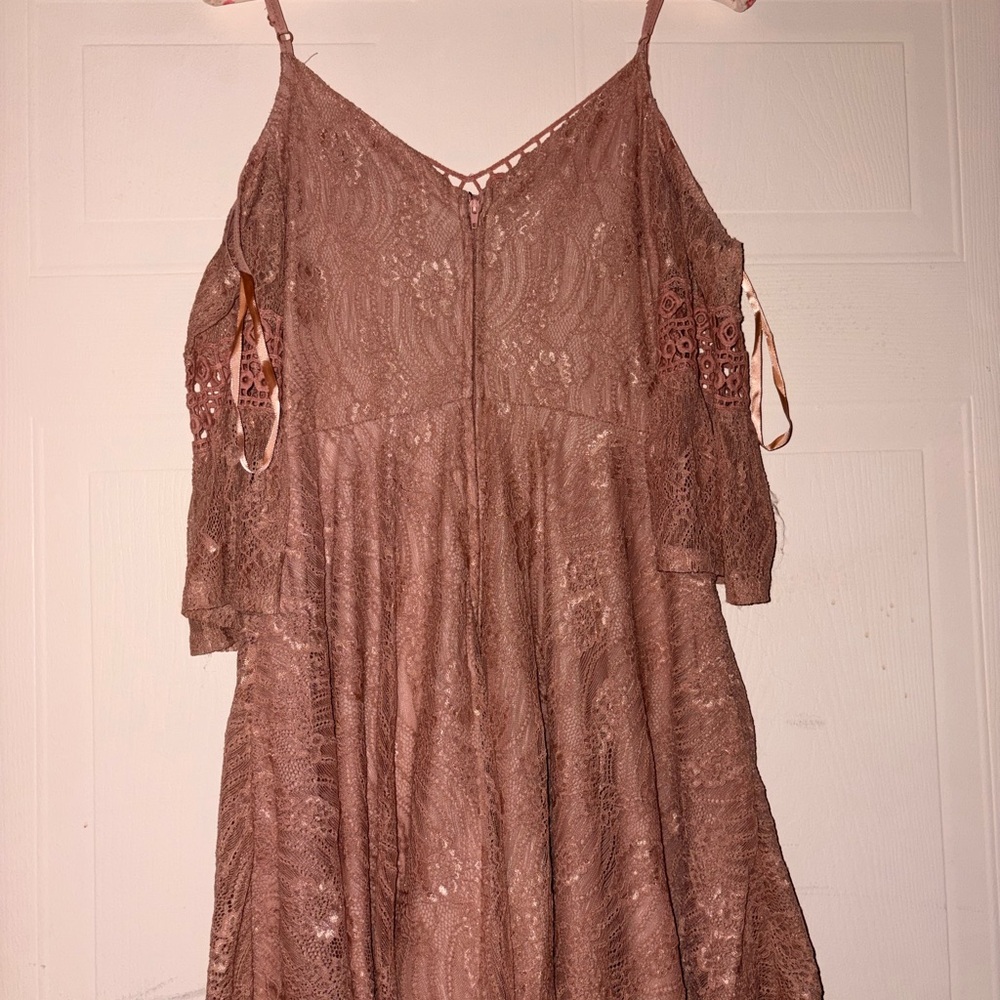 Jodi Kristopher Peachy Blush Crochet Lace Maxi Dress
